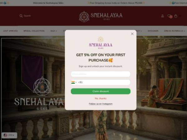 snehalayaasilks.com